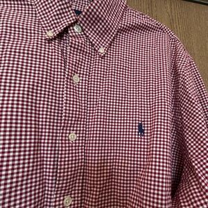 🏇 Ralph Lauren Luxe Burgundy Gingham Shirt | Men’s Long Sleeve | XL